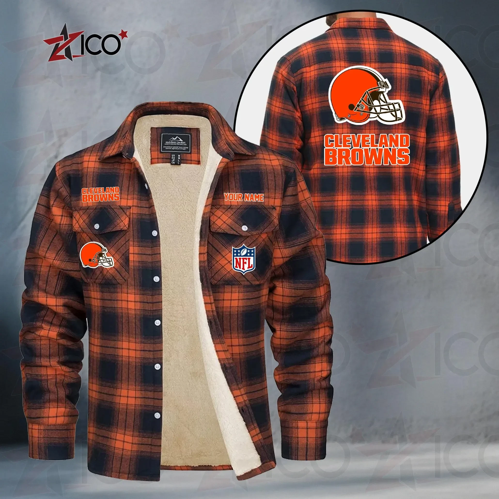 Cleveland Browns Fleece Flannel Plaid Jacket TG40