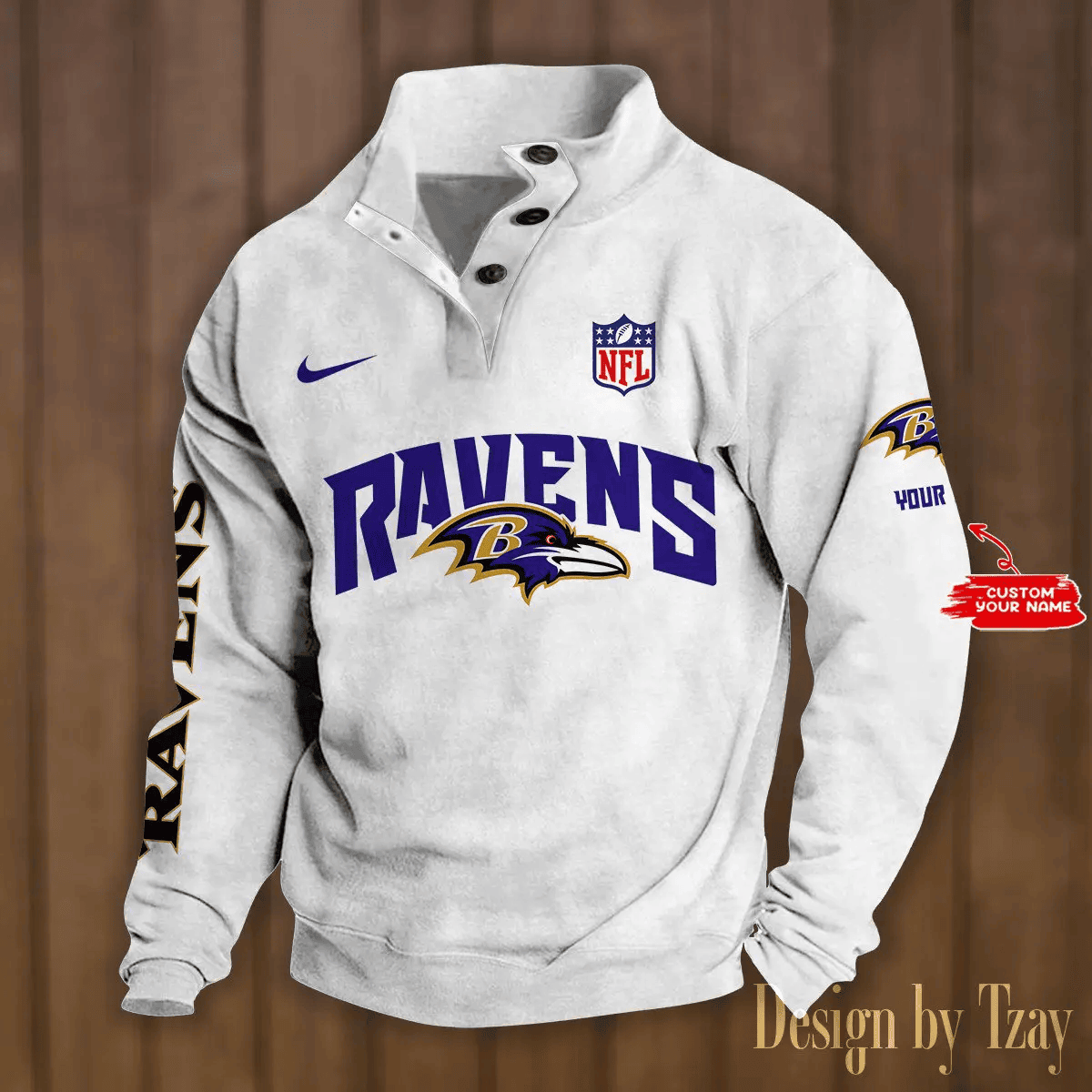 Baltimore Ravens Premium Stand-Collar Game-Day Pullover - Engineered Warmth & Personalized Name S9DBSCH035