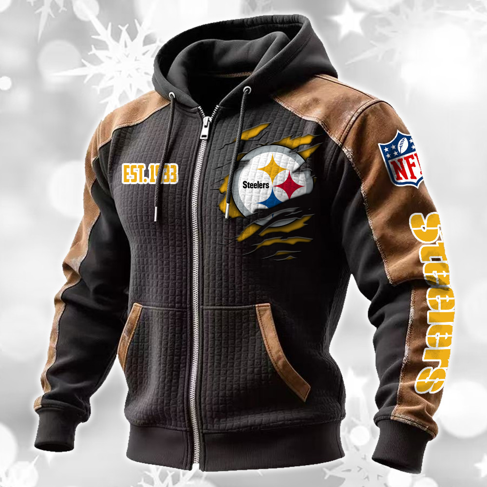 Pittsburgh Steelers Waffle Full-Zip Fleece Hoodie DMAG0027
