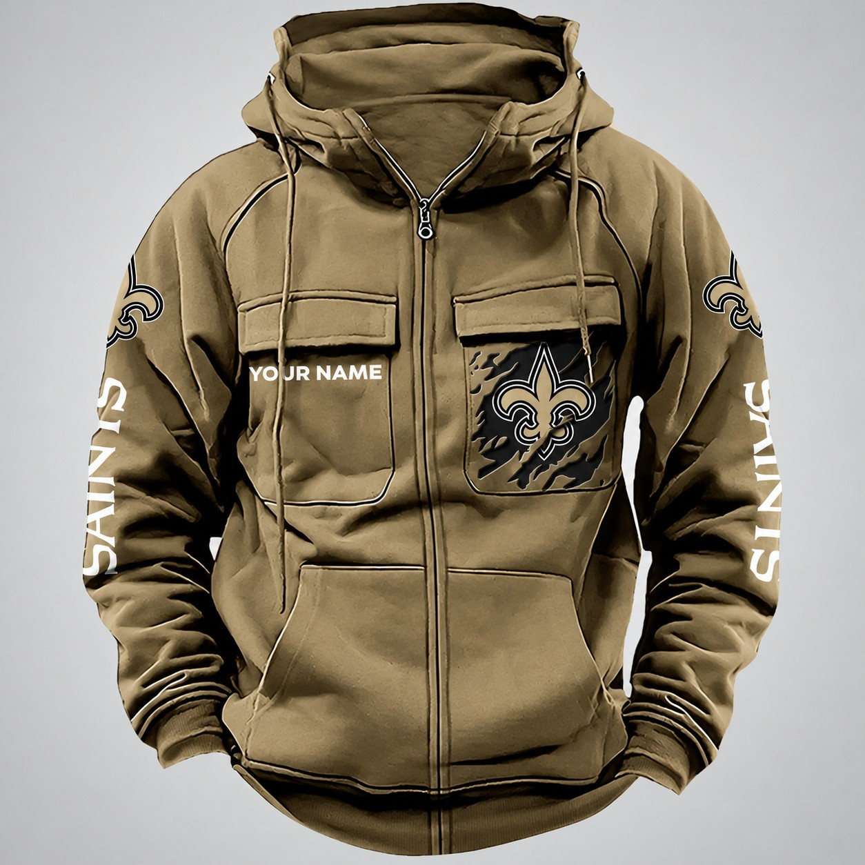 New Orleans Saints Vintage Men Hoodies Zipup DV5 AZVMHD054
