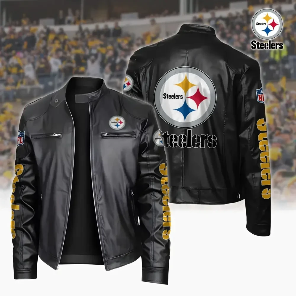 Ultra-Premium Leather Jacket Dual Zip Chest— Pittsburgh Steelers SPTSLJ027