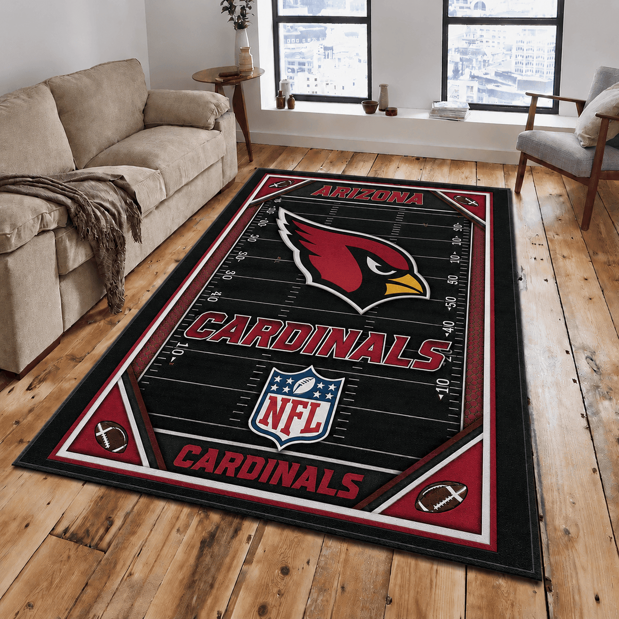 Arizona Cardinals Rug Living Room Floor Decor Fan Gifts VA6037