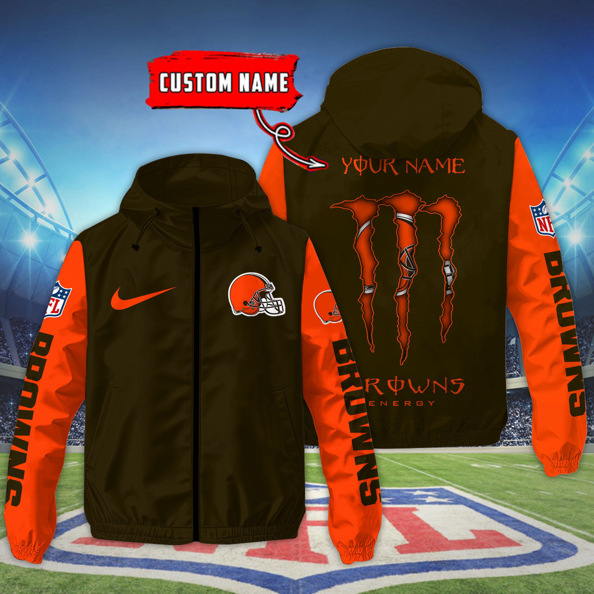 Cleveland Browns Custom Windbreaker Outdoor Jacket Sport Fan Gift SPTWJACKET040