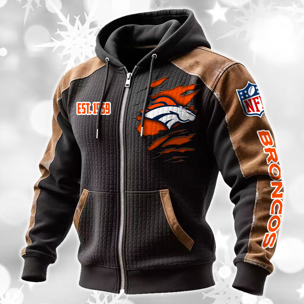 Denver Broncos Waffle Full-Zip Fleece Hoodie DMAG0010