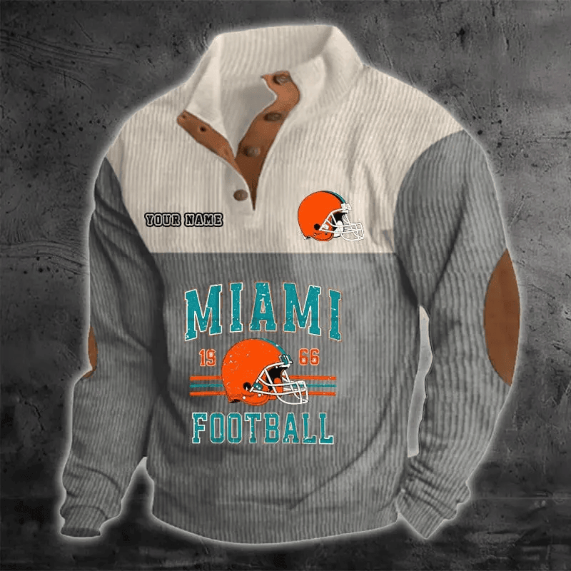 Miami Dolphins S9DBSCH1188 Color Block Stand Collar Sweatshirt