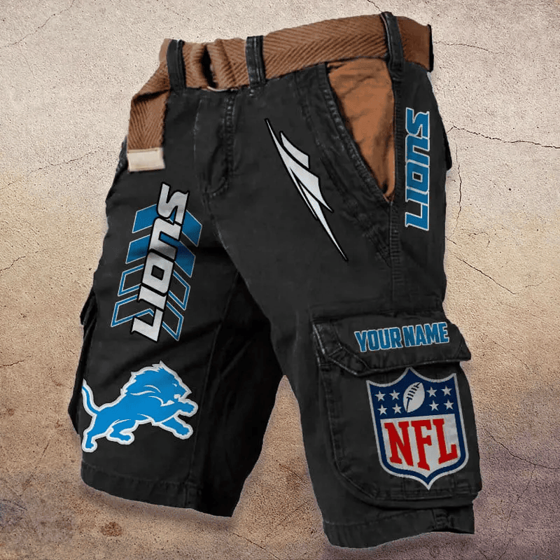 Detroit Lions Pocket Print Cargo Shorts (Belt Not Included) S9MCS281