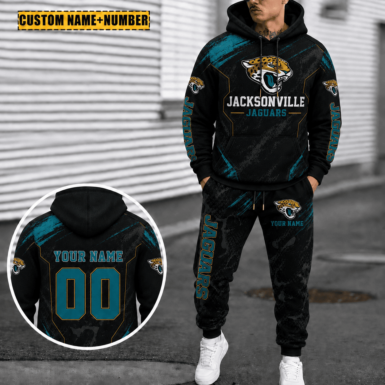 Jacksonville Jaguars Personalized Combo Hoodie And Sweatpants Gift For Fan VA1056