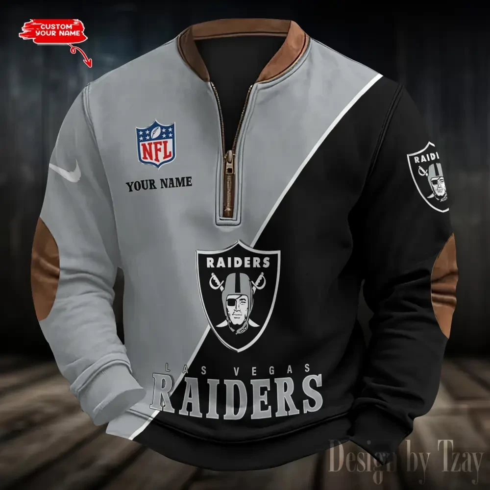 S9MPZNS145-Las Vegas Raiders Premium Personalized Game-Day Quarter-Zip