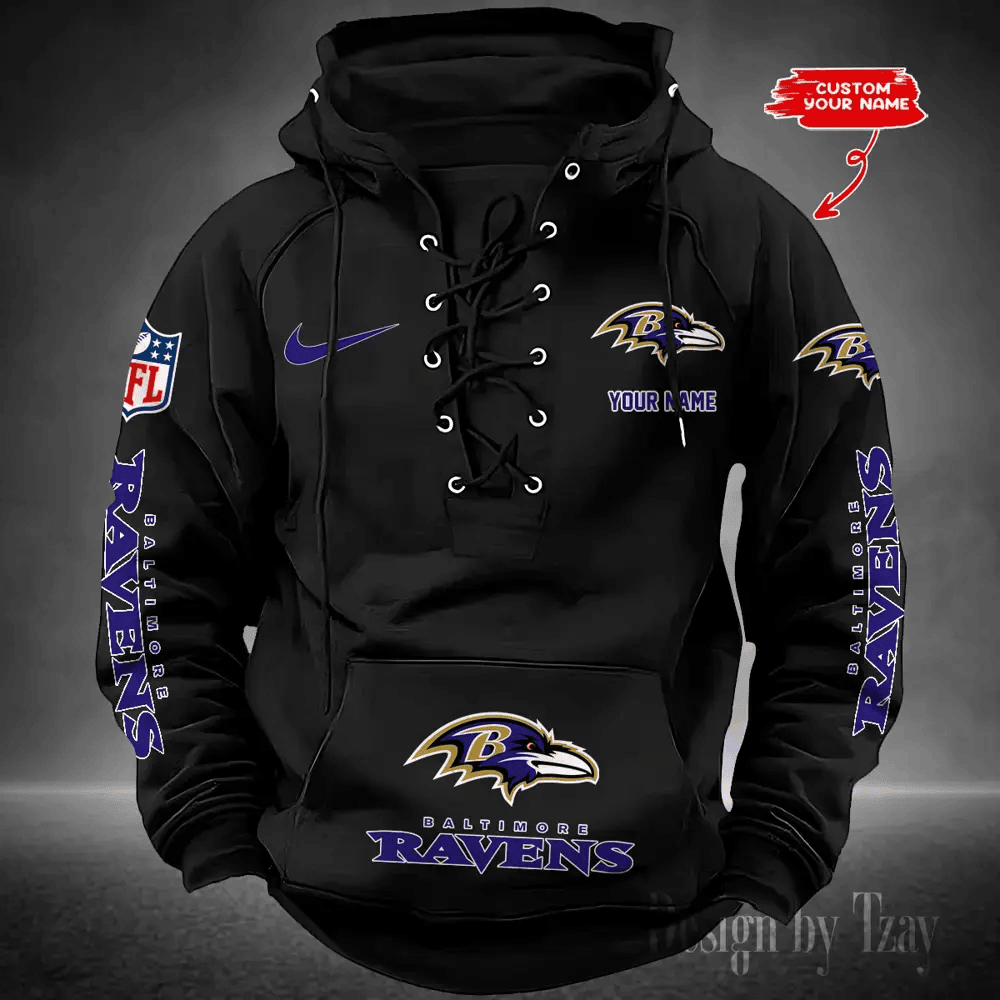 SPTS9HLUH067-Baltimore Ravens Men's Hooded Lace-up Hoodie