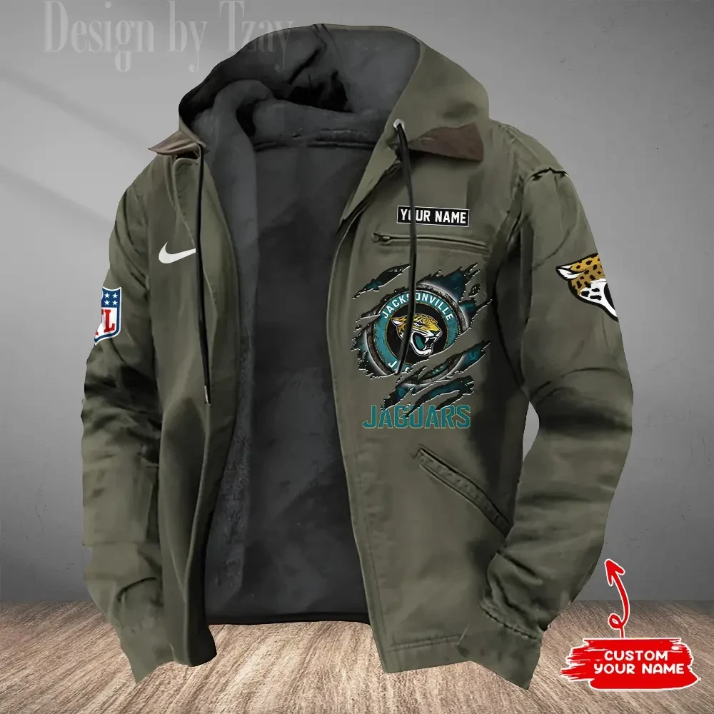 Jacksonville Jaguars Men's Casual Padded Jacket Hooded Trending 2026 SPTPJH176