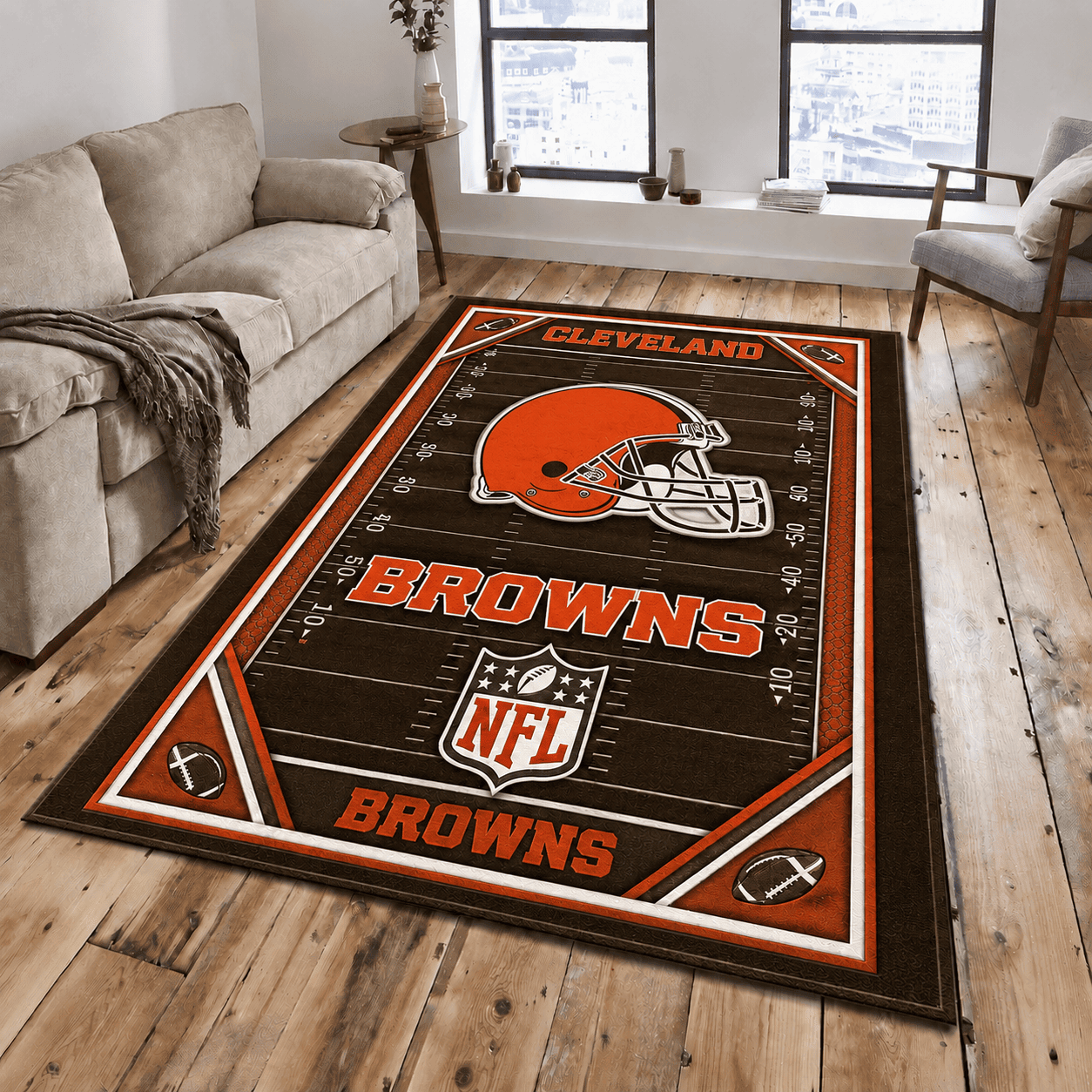 Cleveland Browns Rug Living Room Floor Decor Fan Gifts VA6015