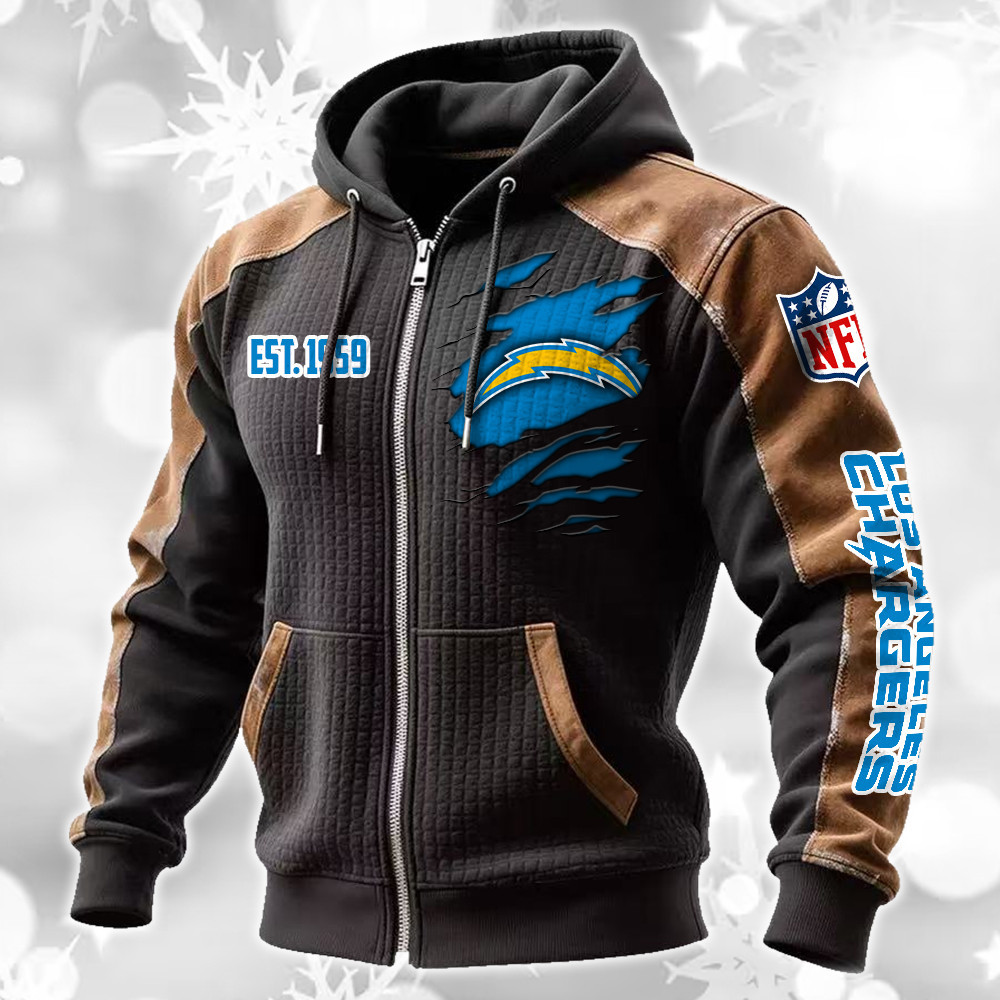 Los Angeles Chargers Waffle Full-Zip Fleece Hoodie DMAG0018