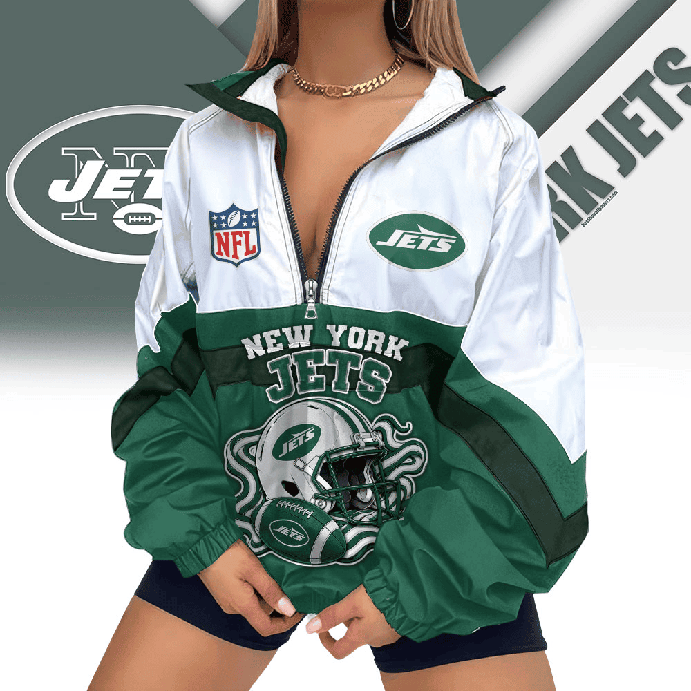 New York Jets | Premium NFL Championship Vibe V-Neck Zipper Sweatshirt Jackets NTH1