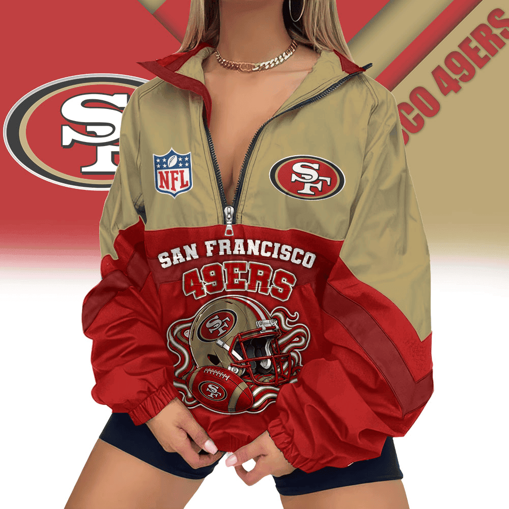 San Francisco 49ers | Premium NFL Championship Vibe V-Neck Zipper Sweatshirt Jackets NTH1