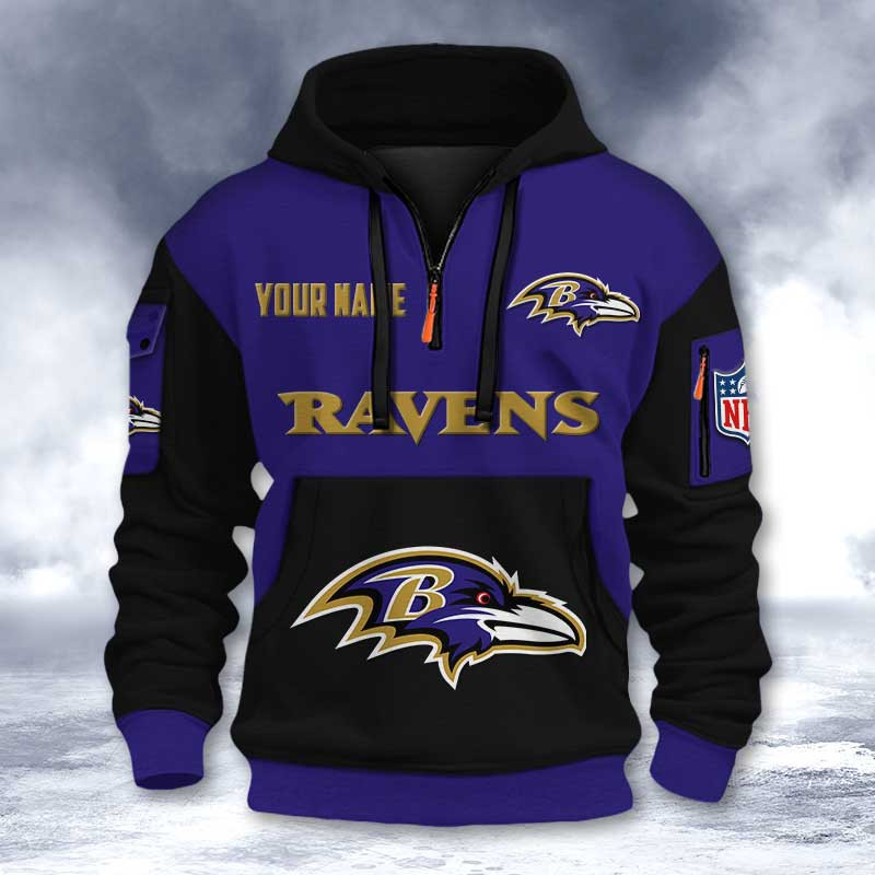 Baltimore Ravens DMHT2720 3D Half-zip Hoodie