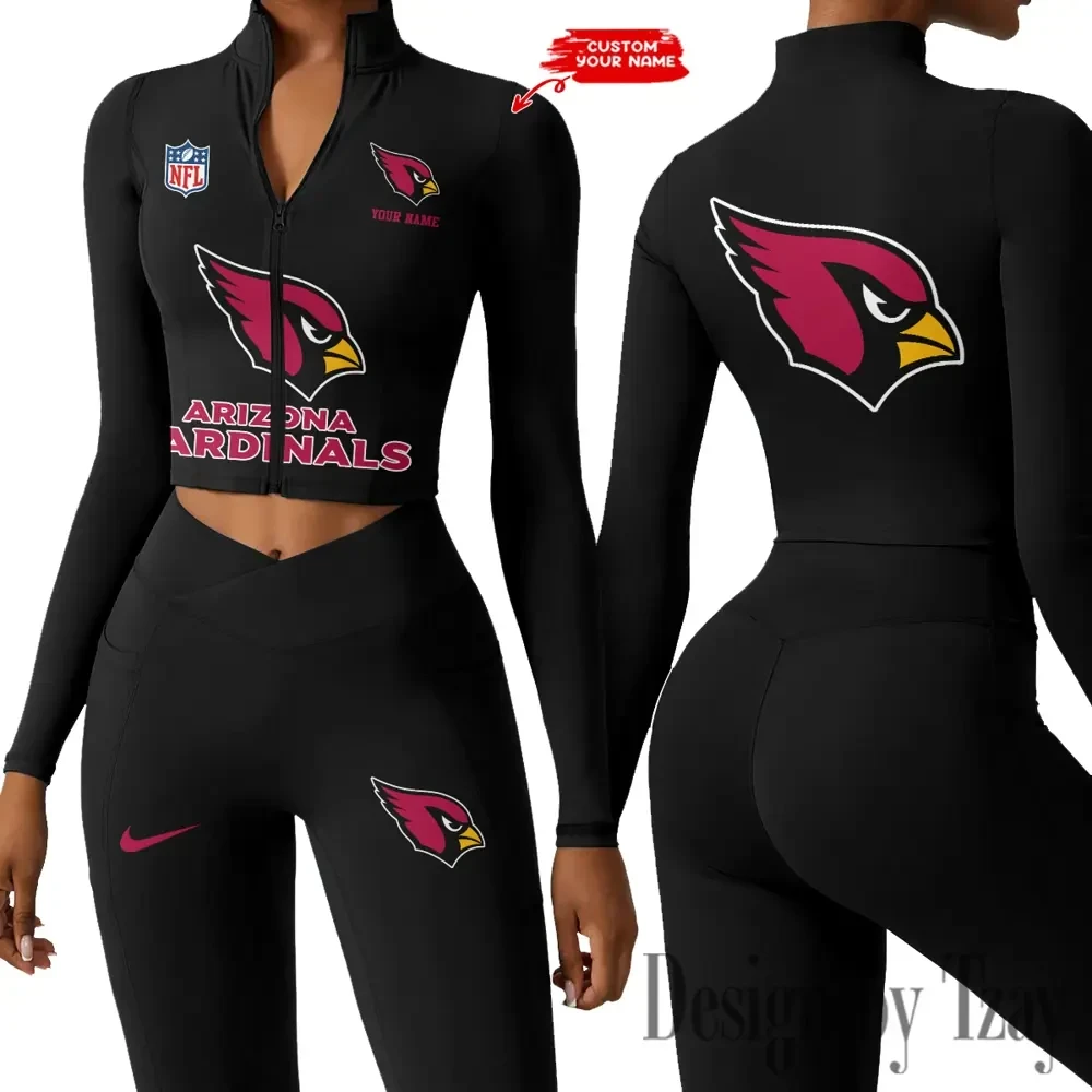 Arizona Cardinals Zipper Sports Top Women Gym Long Sleeve for Fitness SPTZSTW033
