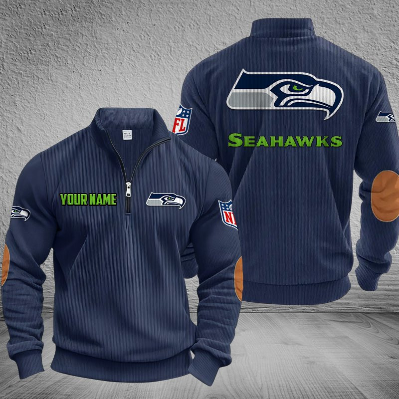 Seattle Seahawks DMSH0297 Stand Collar Half-zip Sweatshirt Multicolor