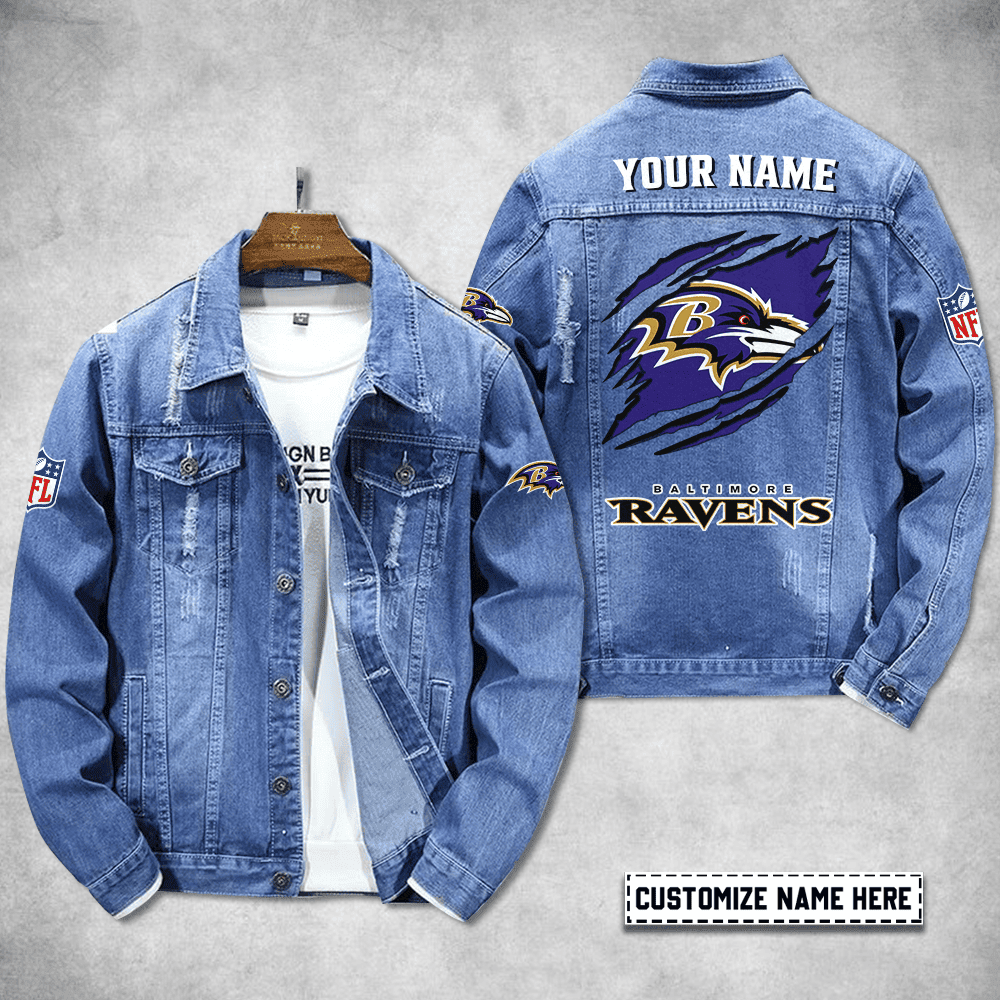 Baltimore Ravens Personalized Premium Denim Jacket S9DJ080