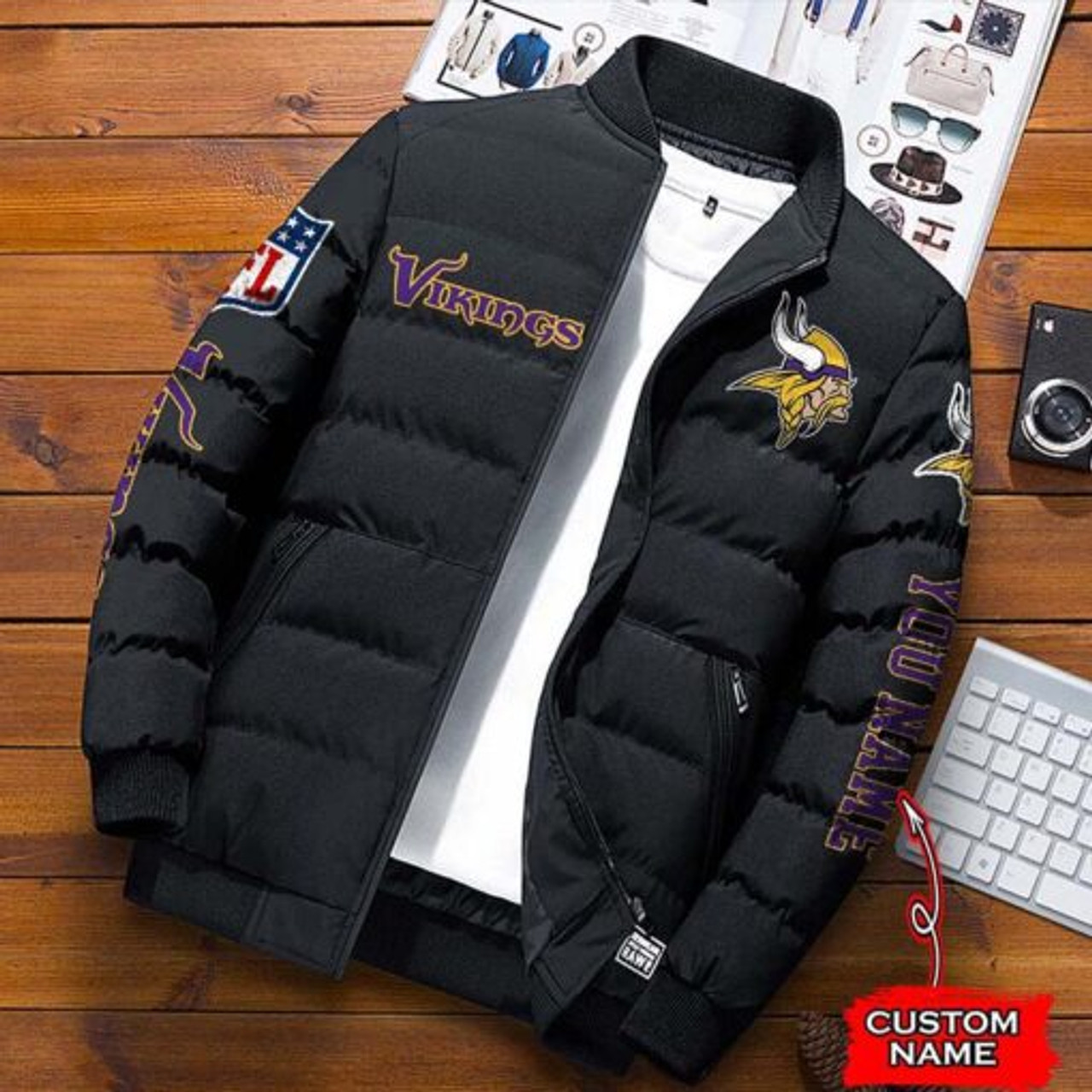 N.F.L.MINNESOTA-VIKINGS-TEAM-SPORT-PUFFER-JACKETS PBR5IUZ