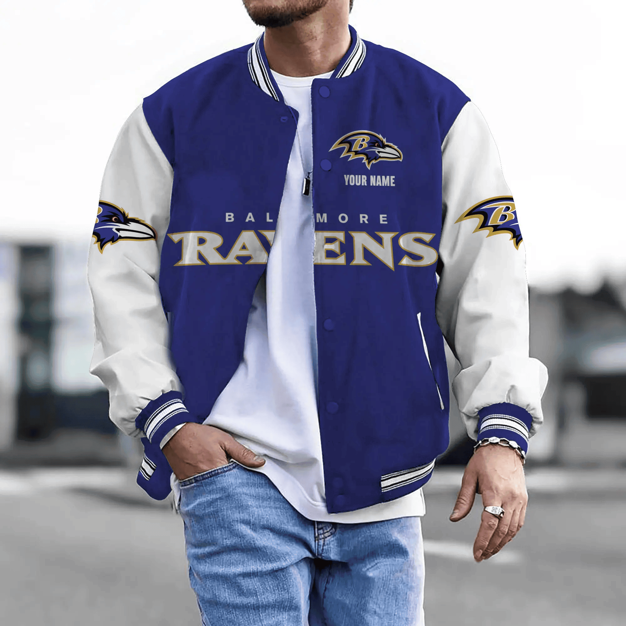 Baltimore Ravens Personalized New Baseball Jacket Gifts For Fan SPTBBJACKET003