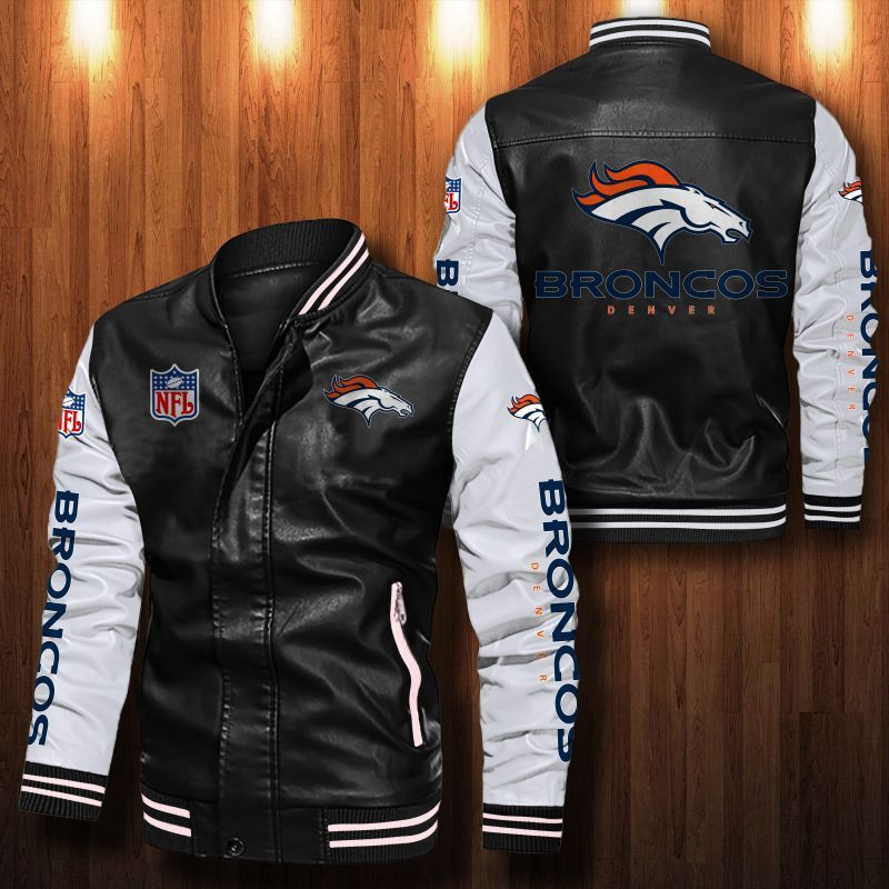 Signature Series Leather Jacket — Plush Sherpa Lining Denver Broncos HVKE1017