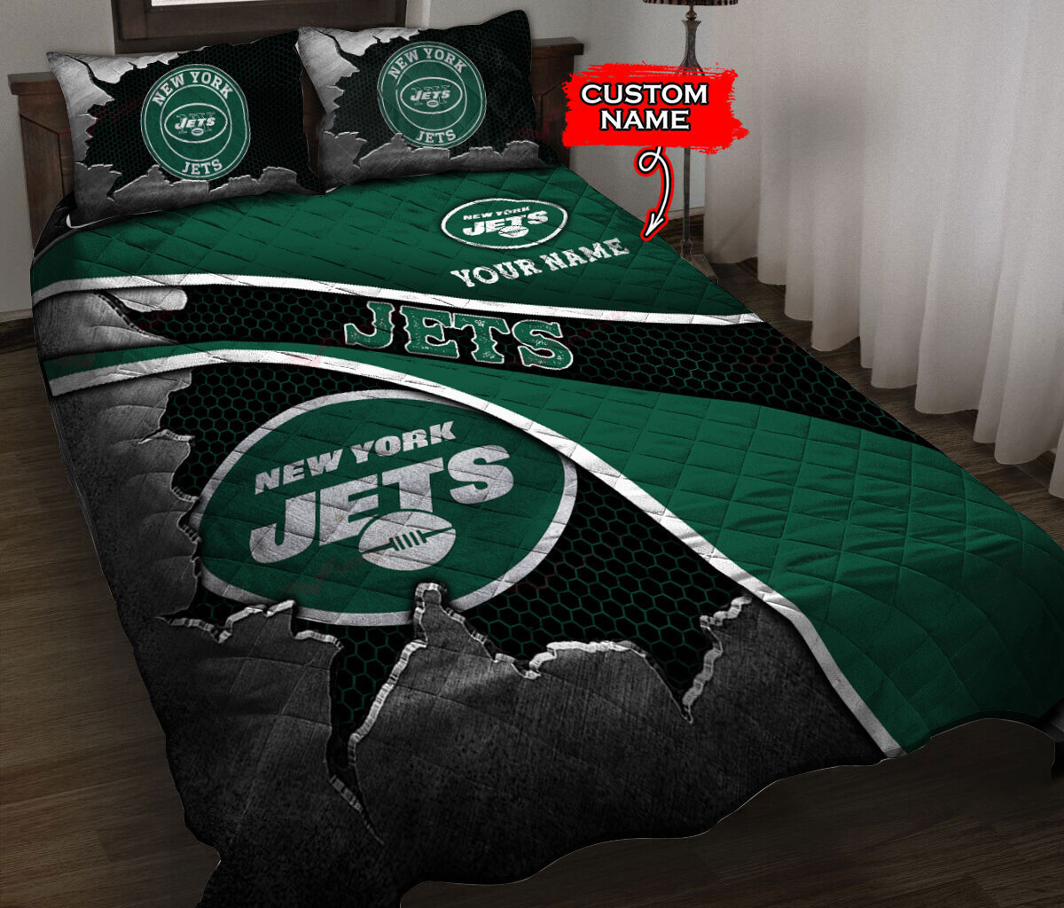 New York Jets Personalized Quilt Set BG139