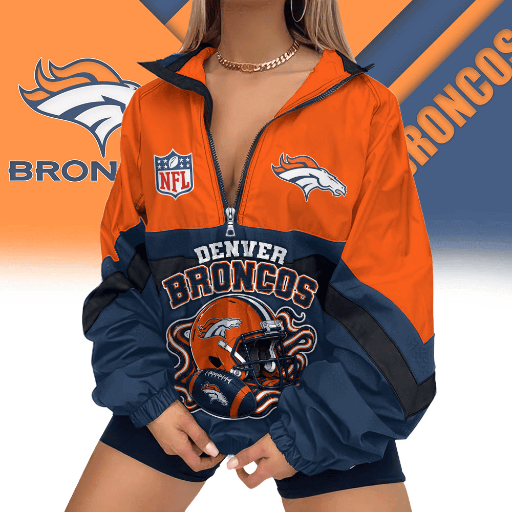 Denver Broncos | Premium NFL Championship Vibe V-Neck Zipper Sweatshirt Jackets NTH1