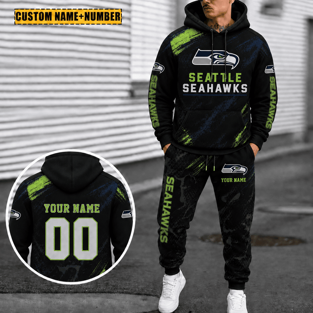 Seattle Seahawks Personalized Combo Hoodie And Sweatpants Gift For Fan VA1078
