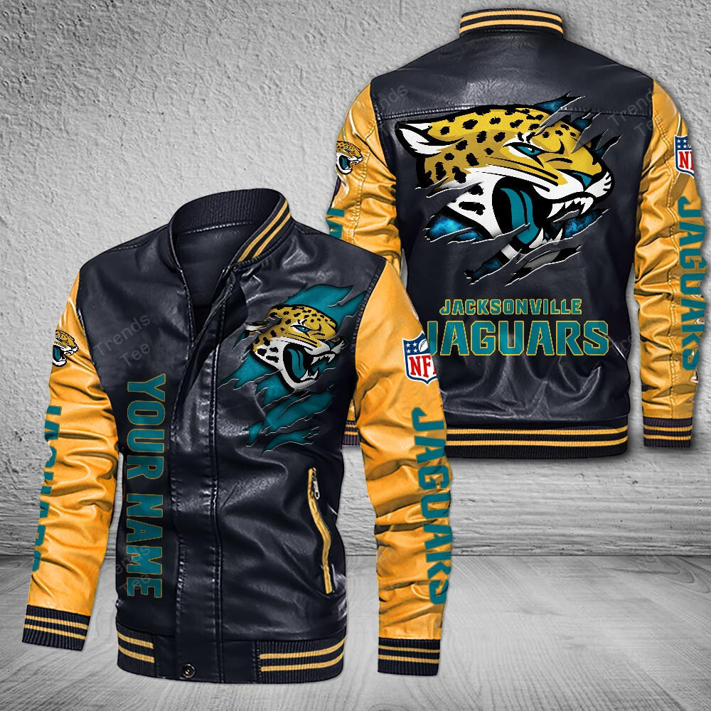 DMHQ0054 Jacksonville Jaguars Signature Series Leather Jacket — Plush Sherpa Lining