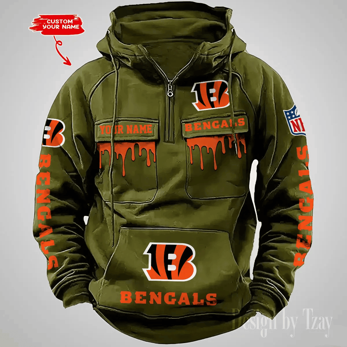 SPTAZVMHD482-Cincinnati Bengals Vintage Men Hoodie DV22