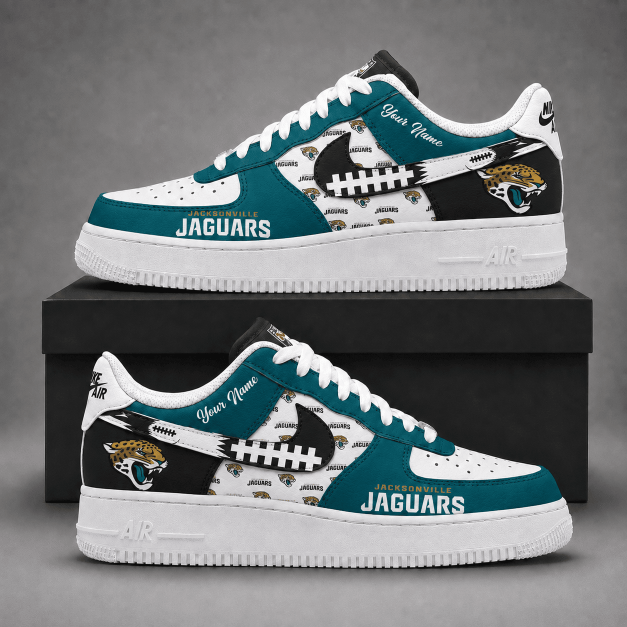 Jacksonville Jaguars | Premium NFL Fear The Team AF1 Sneakers Personalized - VA37428