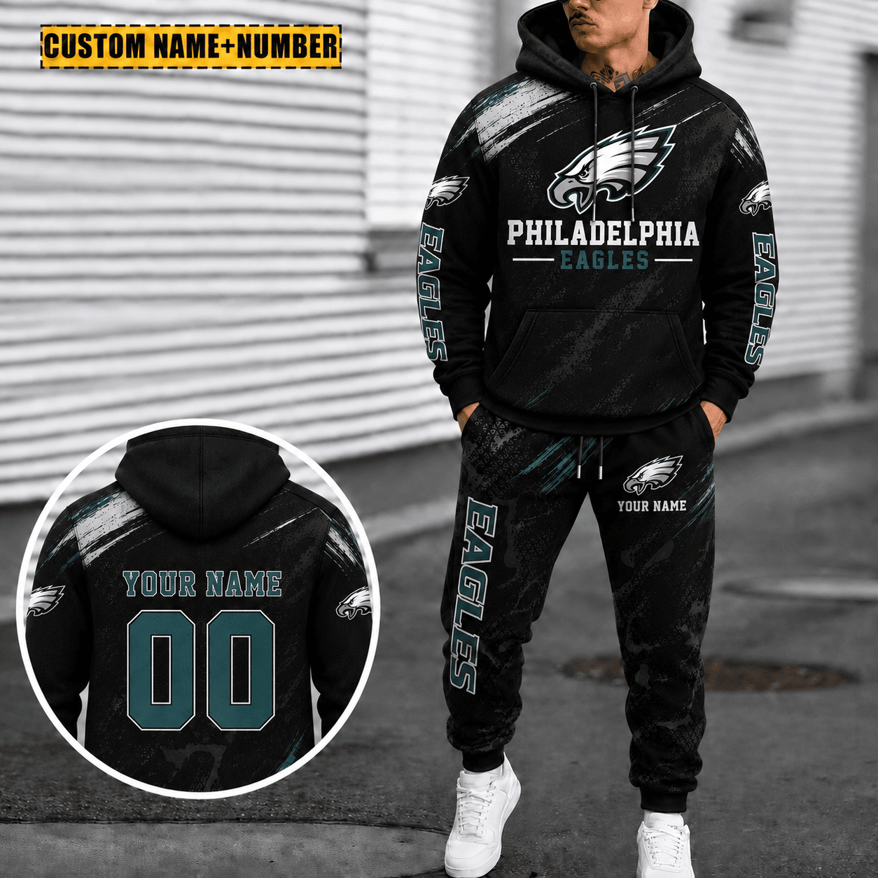 Philadelphia Eagles Personalized Combo Hoodie And Sweatpants Gift For Fan VA1072