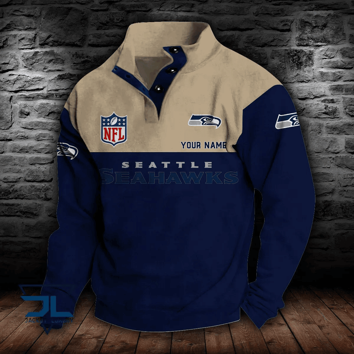 Seattle Seahawks Premium Stand-Collar Game-Day Pullover - Engineered Warmth & Personalized Name S9DBSCH029