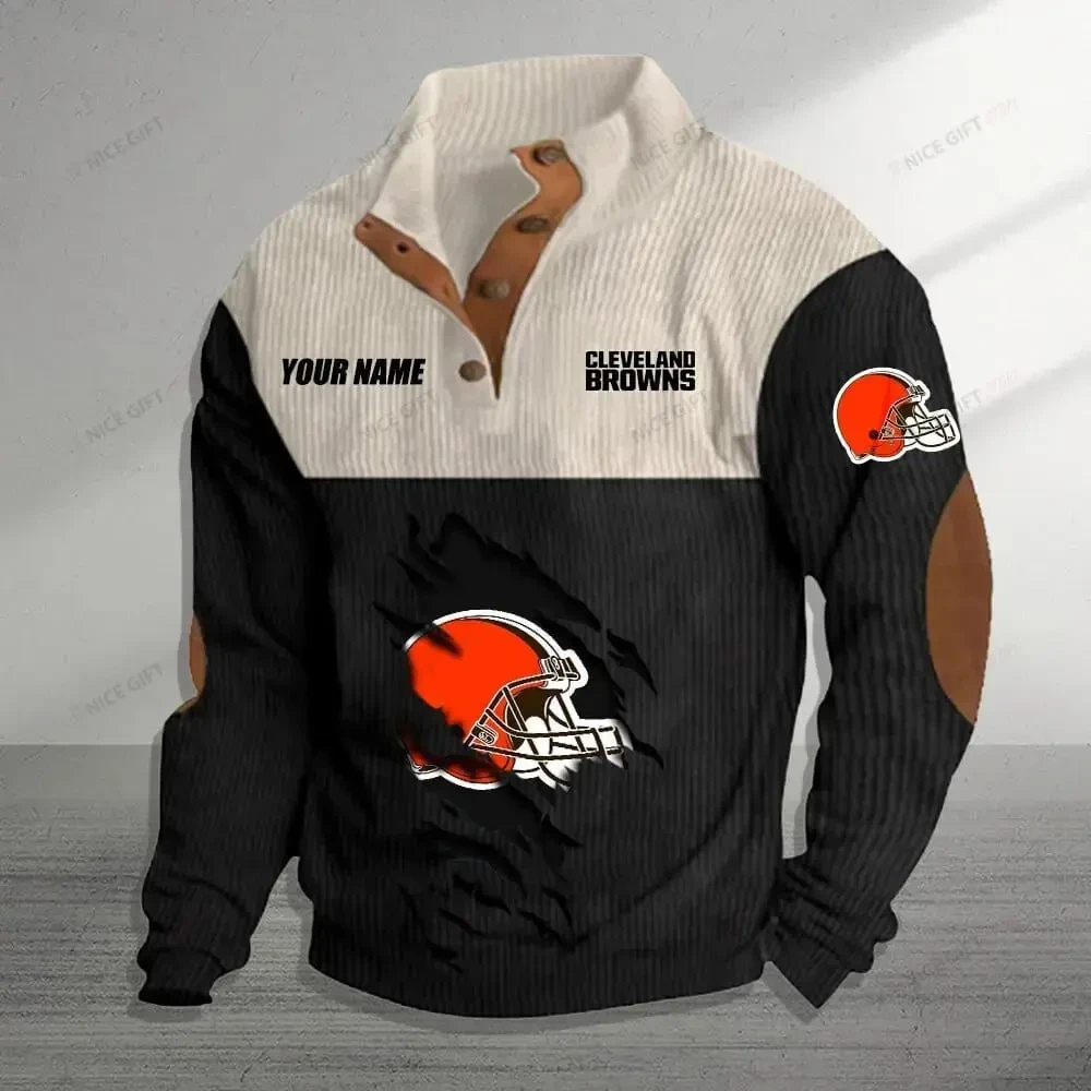 Cleveland Browns Color Block Stand Collar Sweatshirt CBSCS-Y7X4P5