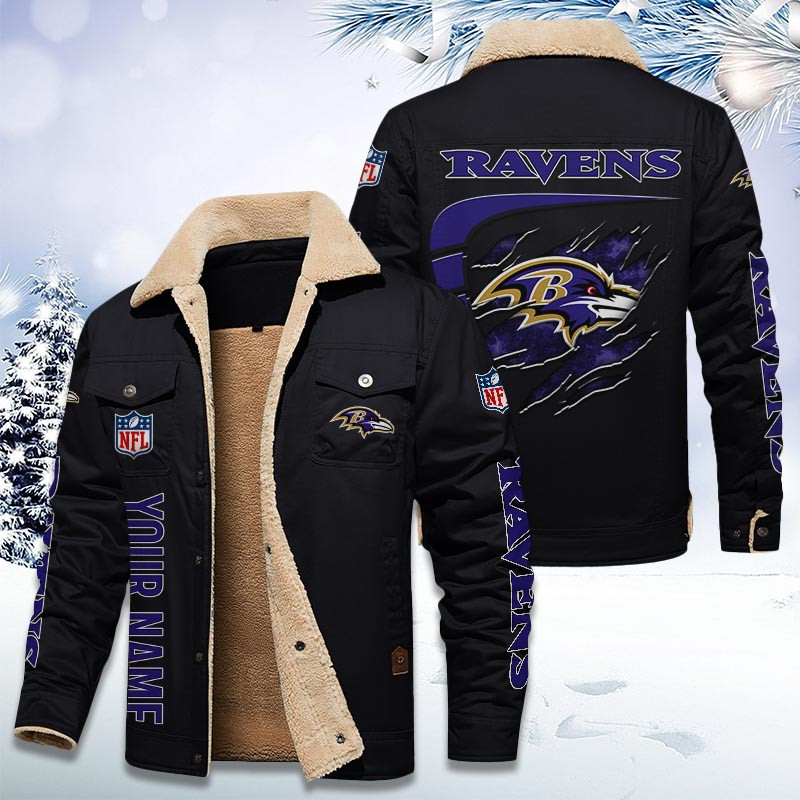 Baltimore Ravens Personalized Sherpa Fleece Trucker Jacket DMHL1020
