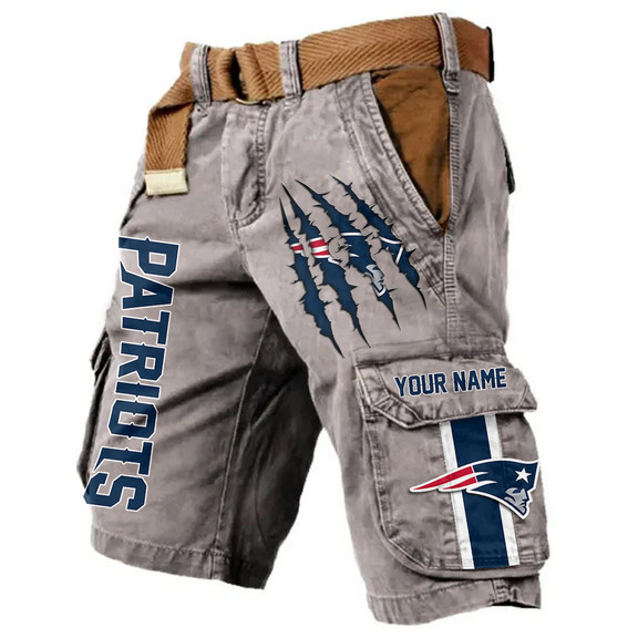 New England Patriots Pocket Print Cargo Shorts (Belt Not Included) S9MCS228