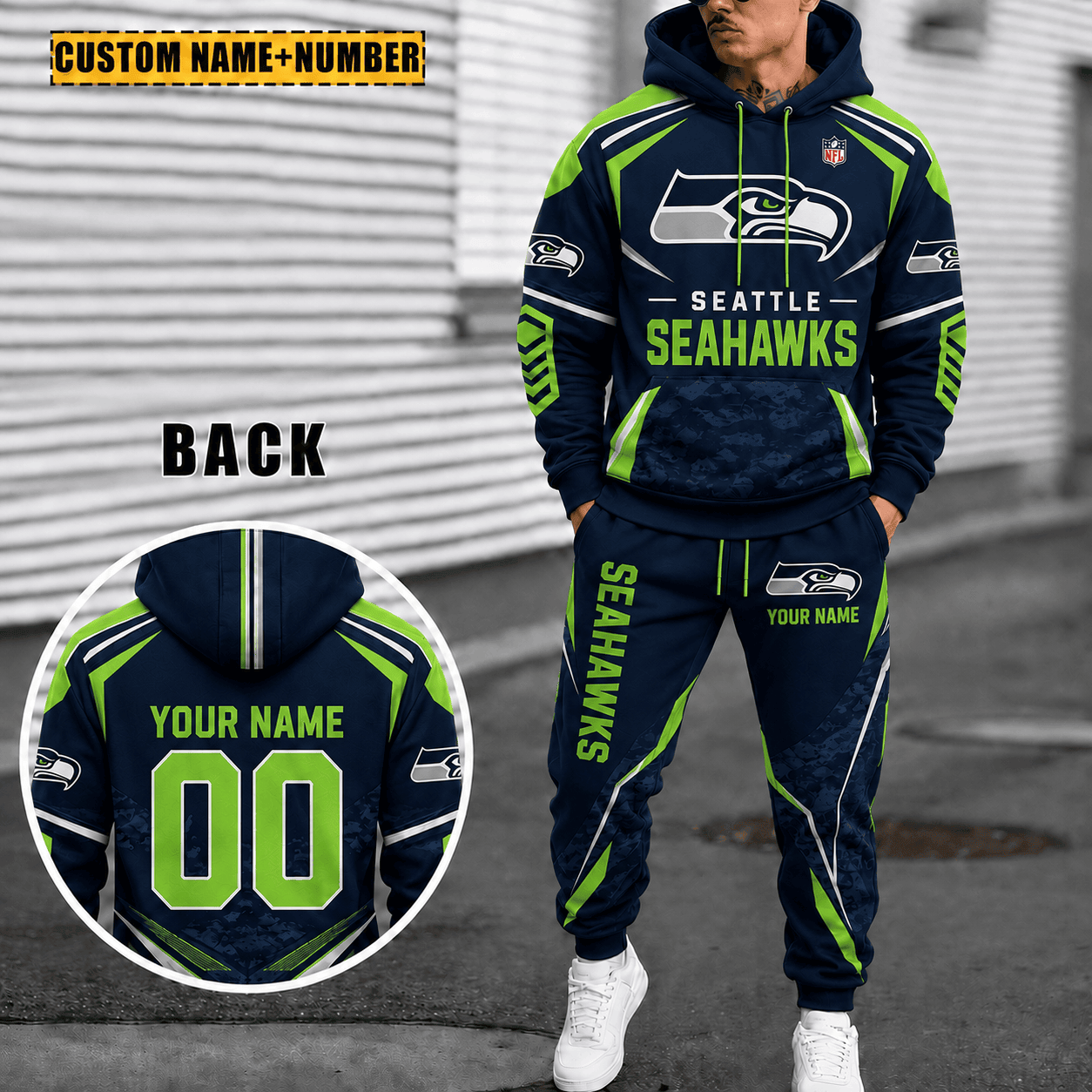 Seattle Seahawks Personalized Combo Hoodie And Sweatpants Gift For Fan VA1038