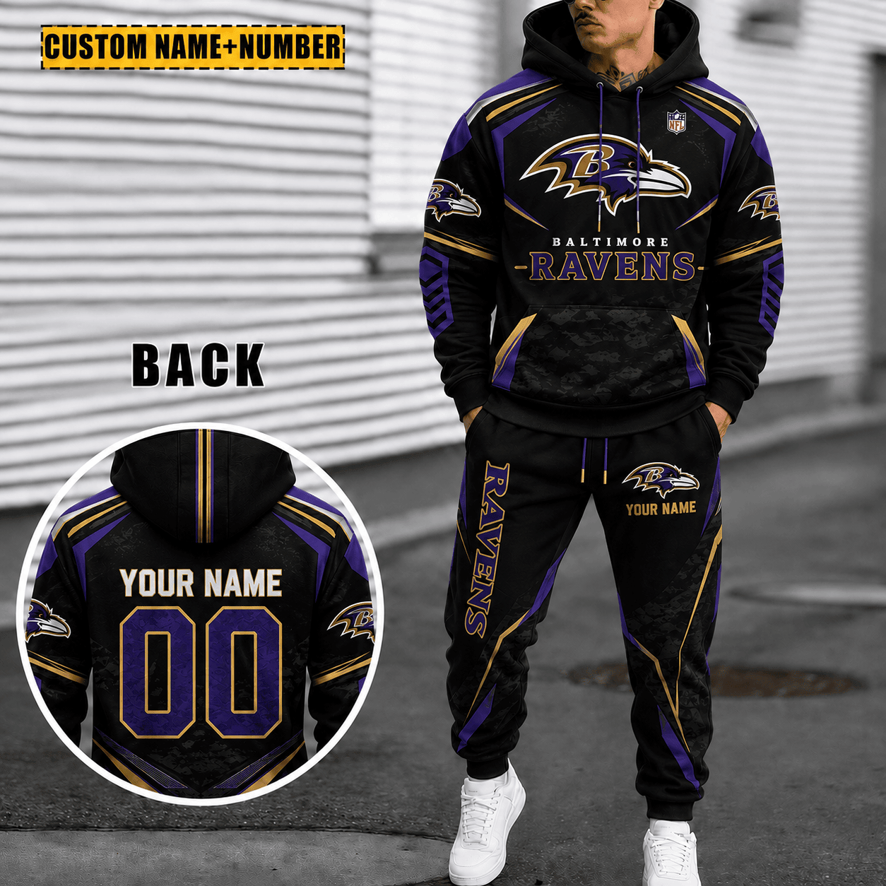 Baltimore Ravens Personalized Combo Hoodie And Sweatpants Gift For Fan VA1018