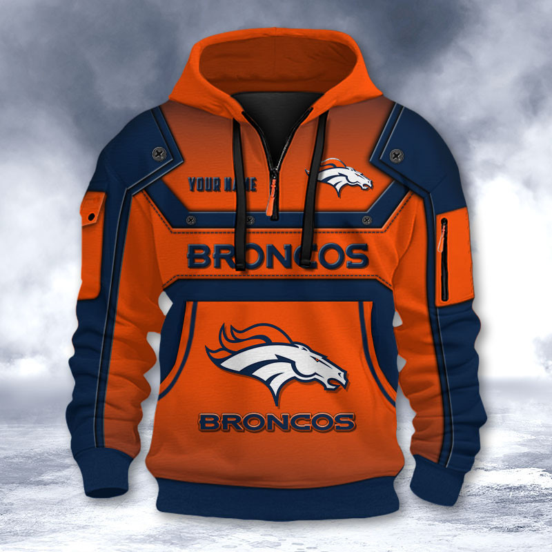 Denver Broncos DMHT2555 3D Half-zip Hoodie