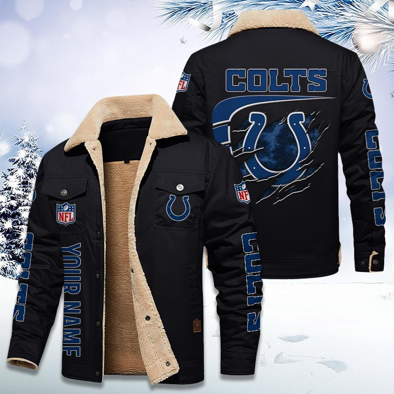 Indianapolis Colts Personalized Sherpa Fleece Trucker Jacket DMHL1031