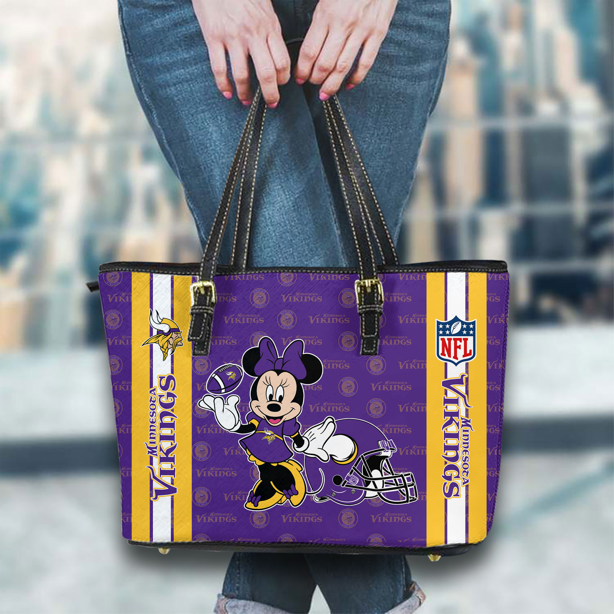 Minnesota Vikings Women Leather Tote Hand Bag BB31