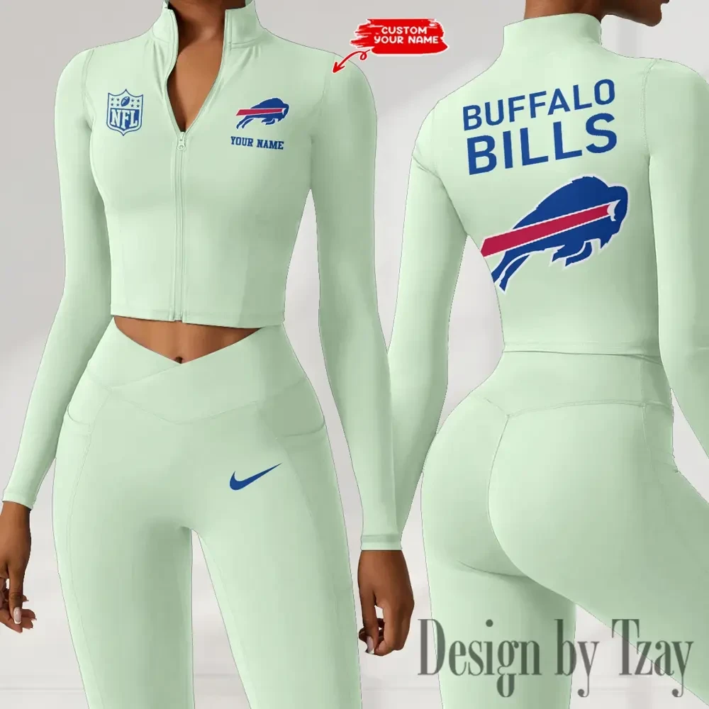 Buffalo Bills Zipper Sports Top Women Gym Long Sleeve for Fitness SPTZSTW100