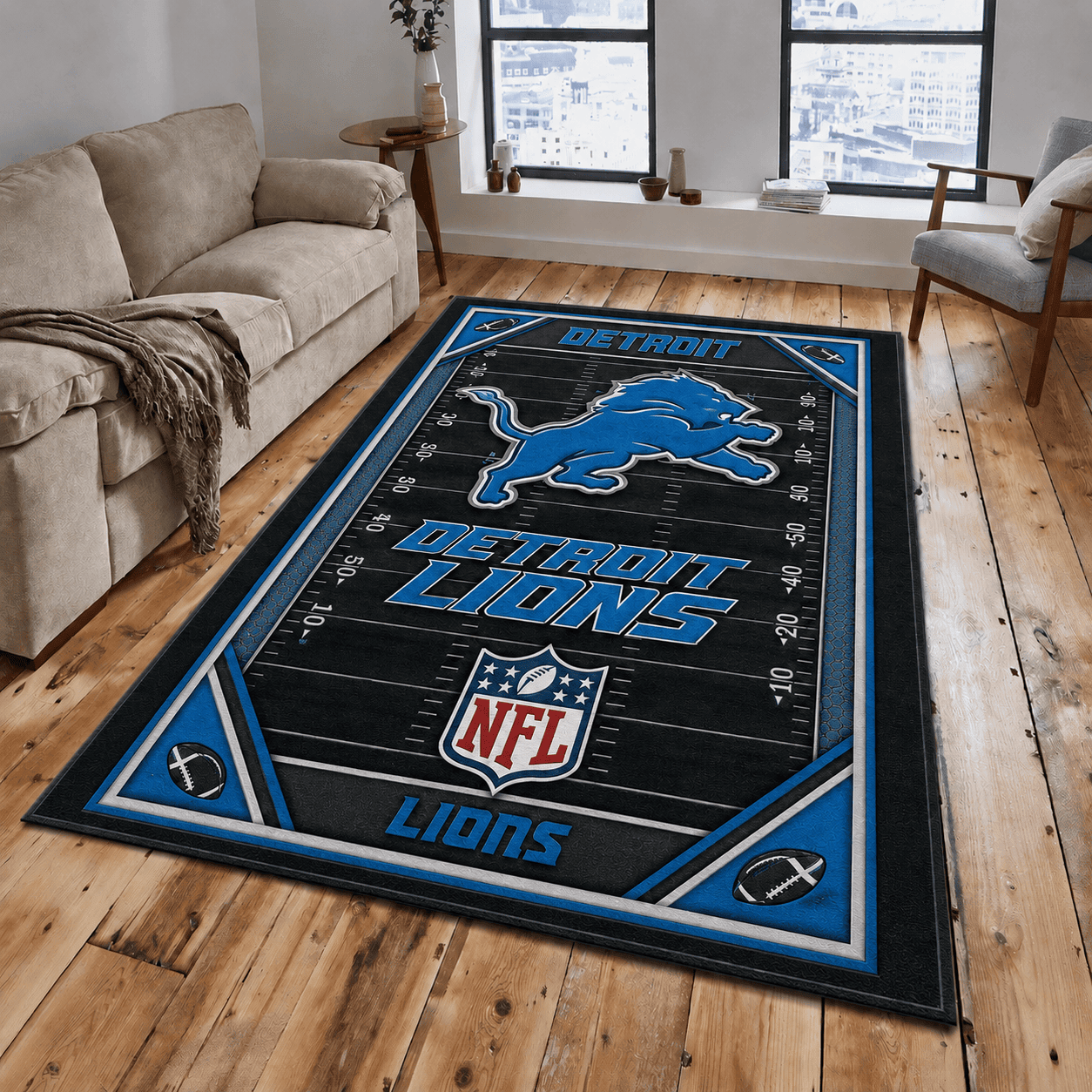 Detroit Lions Rug Living Room Floor Decor Fan Gifts VA6034