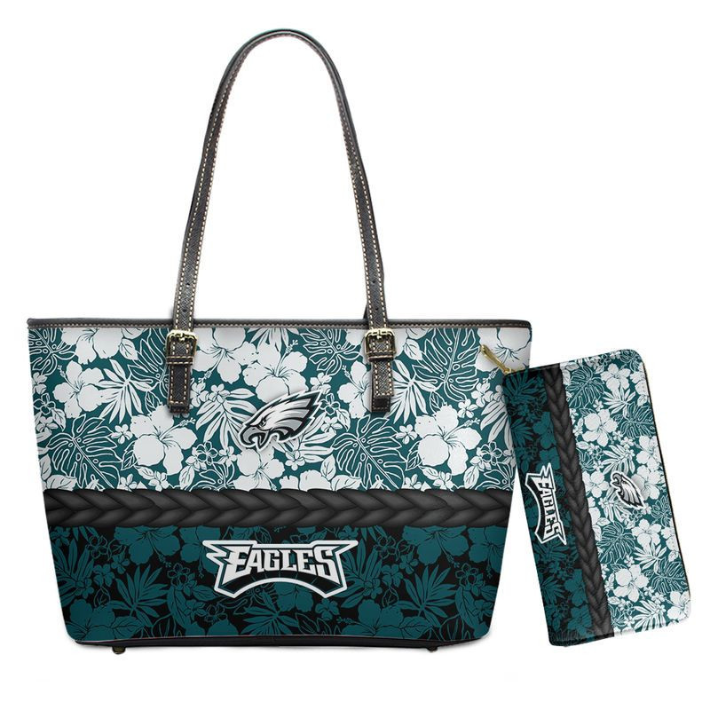 Philadelphia Eagles Hawaii Flower Pattern Limited Edition Tote Bag and Wallet NLA020024