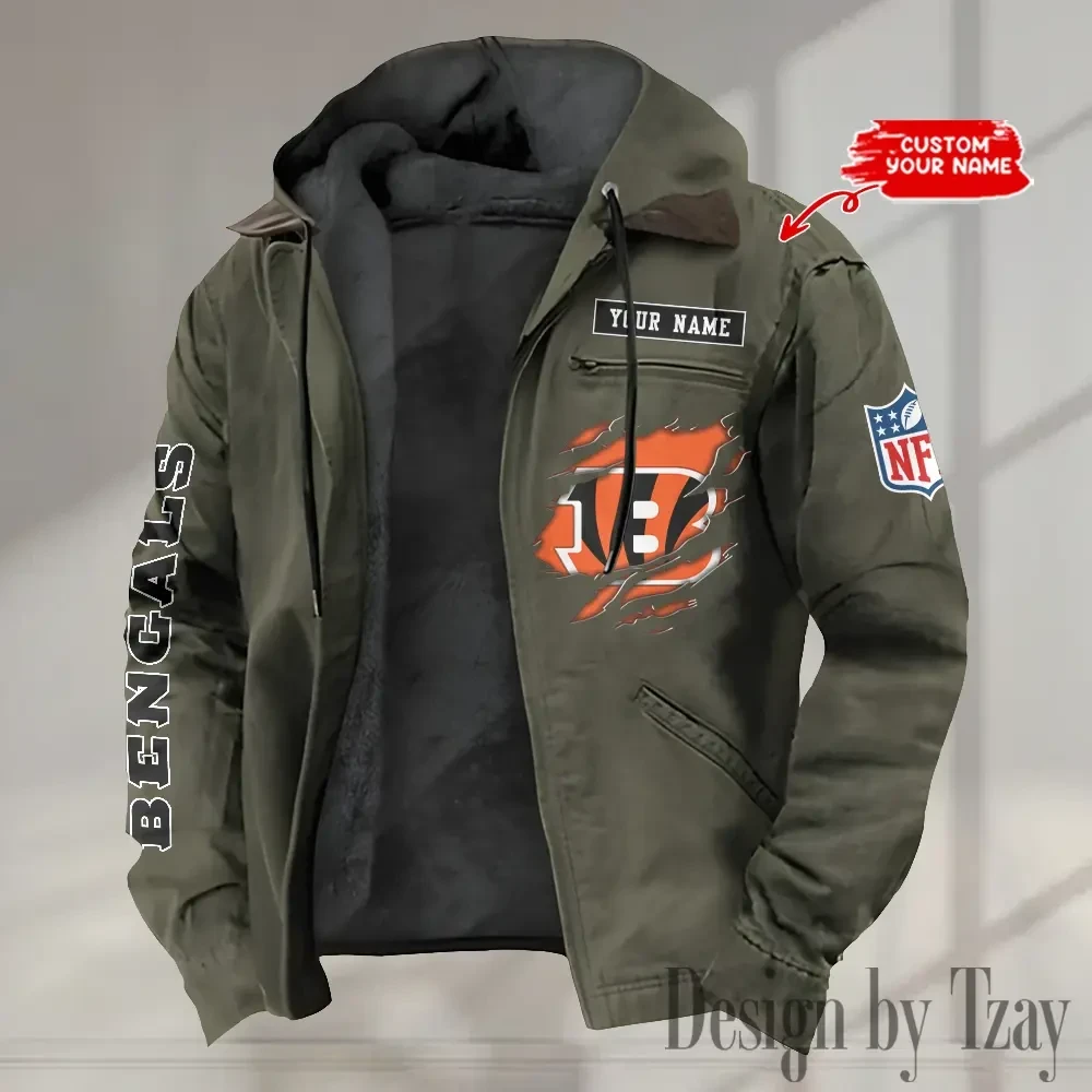 Cincinnati Bengals Men's Casual Padded Jacket Hooded trending 2026 SPTPJH007