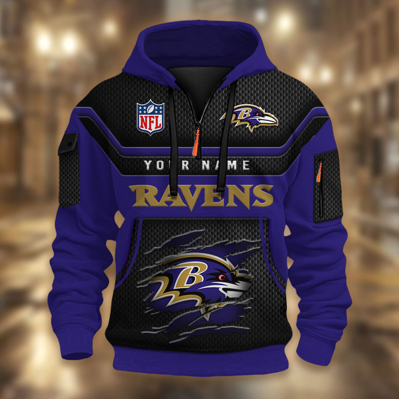 Baltimore Ravens DMHT2582 3D Half-zip Hoodie
