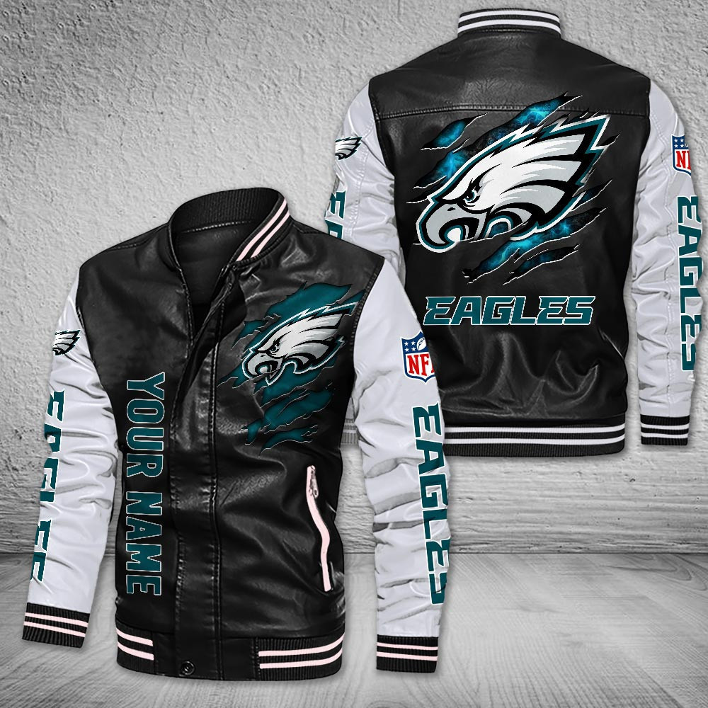 DMHQ0065 Philadelphia Eagles Signature Series Leather Jacket — Plush Sherpa Lining