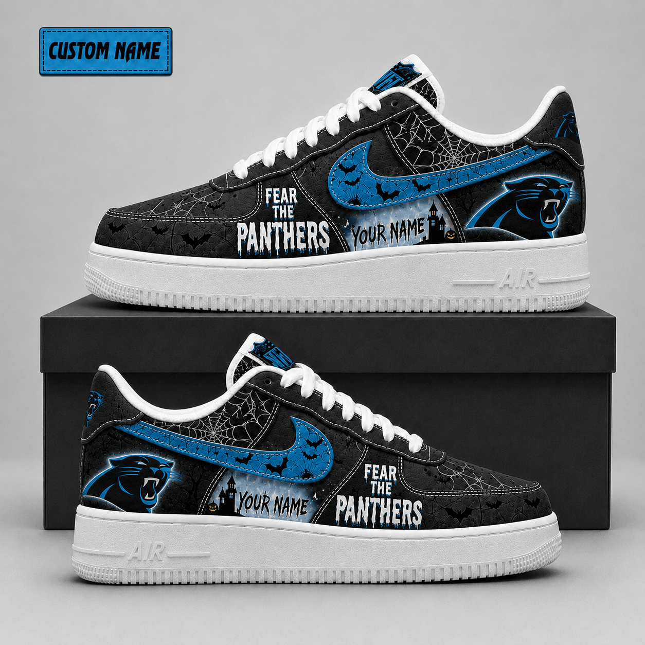 Carolina Panthers | Premium NFL Fear The Team Halloween AF1 Sneakers - VA323540