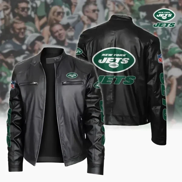 Ultra-Premium Leather Jacket Dual Zip Chest— New York Jets SPTSLJ001