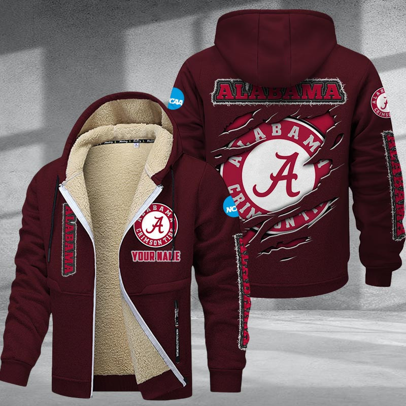 Alabama Crimson Tide DMTZ1735 Hoodie Zip Velvet Coat